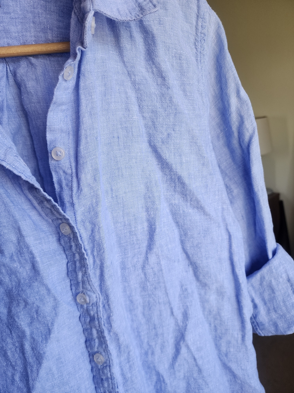 Quince 100% European Linen Long Sleeve Shirt - Size Medium French Blue - Picture 5 of 5